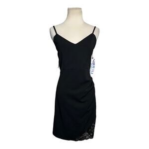 Almost Famous black sleeveless lace detail mini dress size Large